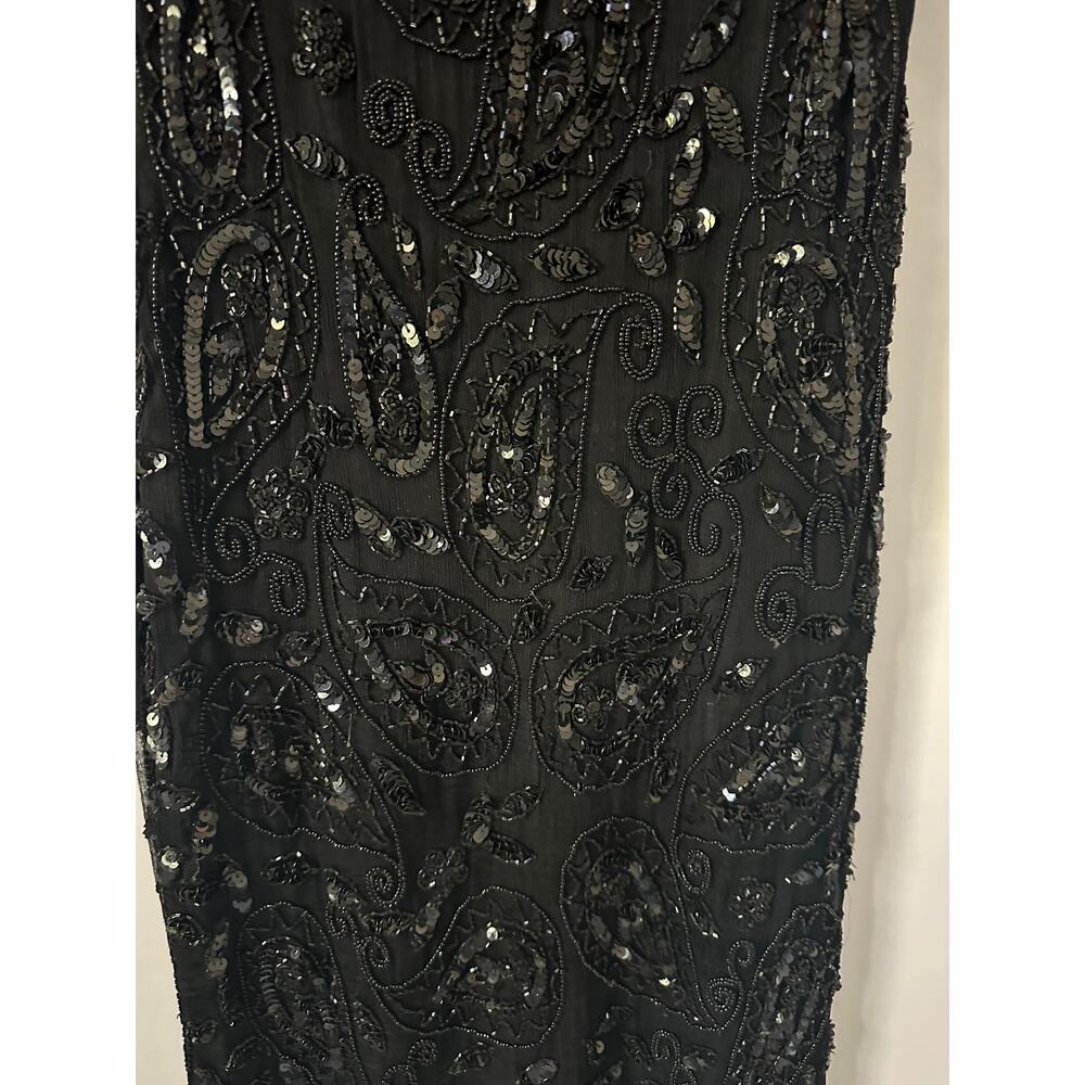 Vintage Tan Chho Black Beaded Flapper Dress size Small - FLAWS - Picture 10 of 15